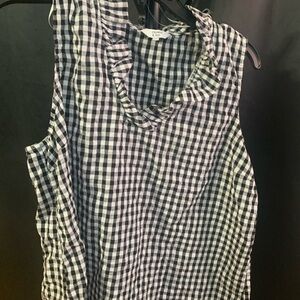 Gingham Sleeveless Top - Black and White